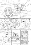  &gt;:o 5girls :o afloat akatsuki_(kantai_collection) arms_up bikini bruise comic fang folded_ponytail hair_ornament hairclip hibiki_(kantai_collection) ikazuchi_(kantai_collection) inazuma_(kantai_collection) injury kantai_collection long_hair machinery monochrome multiple_girls partially_submerged raft ri-class_heavy_cruiser shimazaki_kazumi shinkaisei-kan short_hair silent_comic splashing stuffed_animal stuffed_toy swimsuit tears teddy_bear younger 