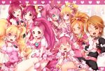  6+girls aida_mana aino_megumi blonde_hair blush brown_eyes brown_hair cure_black cure_bloom cure_blossom cure_dream cure_happy cure_heart cure_lovely cure_melody cure_peach dokidoki!_precure dress eyelashes fresh_precure! futari_wa_precure futari_wa_precure_max_heart futari_wa_precure_splash_star gloves hanasaki_tsubomi happinesscharge_precure! happy heartcatch_precure! hoshizora_miyuki houjou_hibiki hyuuga_saki kofa_(ikyurima) long_hair looking_at_viewer magical_girl misumi_nagisa momozono_love multiple_girls one_eye_closed open_mouth pink_eyes pink_hair precure shirt short_hair skirt smile smile_precure! suite_precure tagme trait_connection wrist_cuffs yes!_precure_5 yes!_precure_5_gogo! yumehara_nozomi 