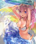  1girl alternate_costume angel_wings archangel_metatron_(p&amp;d) bikini blue_eyes bracelet head_wings jewelry navel nove_(legge) pink_hair puzzle_&amp;_dragons skirt swimsuit wings 