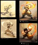  1boy boots brown_hair comparison dated fire higashi highres progress solo 