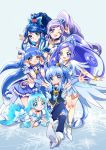  6+girls ;d \m/ absurdres aoki_reika aono_miki bike_shorts black_legwear blue_eyes blue_hair blue_skirt bracelet brooch butterfly_hair_ornament choker color_connection crown cure_aqua cure_beauty cure_berry cure_diamond cure_marine cure_princess curly_hair dokidoki!_precure fresh_precure! frills hair_color_connection hair_ornament hair_tubes hairpin happinesscharge_precure! head_wings heartcatch_precure! highres hishikawa_rikka hoshi_(xingspresent) jewelry kurumi_erika long_hair lying magical_girl minazuki_karen mini_crown multiple_girls necktie one_eye_closed open_mouth outstretched_arms payot ponytail precure purple_hair shirayuki_hime shoes shorts_under_skirt sitting skirt smile smile_precure! spread_arms standing thigh-highs tiara v violet_eyes wrist_cuffs yes!_precure_5 yes!_precure_5_gogo! 