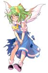  1girl alphes_(style) ascot blue_dress blush dairi daiyousei dress green_eyes green_hair looking_at_viewer parody short_hair side_ponytail solo style_parody tears torn_clothes touhou transparent_background wings 