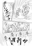  4girls akatsuki_(kantai_collection) comic firing folded_ponytail fubuki_(kantai_collection) hair_ornament hairclip hat hibiki_(kantai_collection) ikazuchi_(kantai_collection) inazuma_(kantai_collection) kantai_collection kneehighs long_hair long_sleeves machinery miyuki_(kantai_collection) monochrome multiple_girls neckerchief ocean pleated_skirt ponytail sailor_collar school_uniform serafuku shimazaki_kazumi short_hair skirt translation_request 