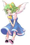  1girl alphes_(style) ascot blue_dress dairi daiyousei dress green_eyes green_hair looking_at_viewer parody short_hair side_ponytail solo style_parody touhou transparent_background wings 