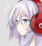  1girl :&lt; beats_by_dr._dre blue_eyes face headphones kyuu_pito lavender_hair musical_note original solo 