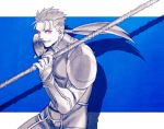  1boy fate/stay_night fate_(series) gae_bolg glowing glowing_eyes lancer long_hair polearm ponytail red_eyes solo spear spot_color tam_(cuq) weapon 