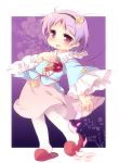  1girl blush eyeball highres komeiji_satori matatabi_(nigatsu) pink_hair red_eyes short_hair skirt slippers socks solo third_eye touhou 