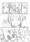  6+girls :d ^_^ bangs blunt_bangs blush cardigan closed_eyes comic fubuki_(kantai_collection) glaive hair_down headgear ho-class_light_cruiser kantai_collection kitakami_(kantai_collection) kneehighs long_hair long_sleeves machinery mechanical_halo monochrome multiple_girls neckerchief open_mouth pleated_skirt polearm ponytail sailor_collar school_uniform serafuku shimazaki_kazumi shinkaisei-kan short_hair skirt smile tatsuta_(kantai_collection) tears tenryuu_(kantai_collection) translation_request weapon wo-class_aircraft_carrier 