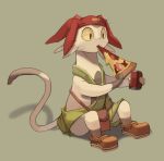  alien eating food hat meow_(space_dandy) pizza samidaro shoes solo space_dandy tail yellow_sclera 