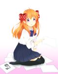  1girl gekkan_shoujo_nozaki-kun hair_ribbon long_hair orange_hair paper polka_dot polka_dot_bow ribbon sakura_chiyo yuiri_(blackmn) 