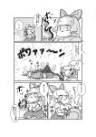  1girl bow christmas_tree comic flame food fujiwara_no_mokou hair_bow monochrome snow solo tadashi touhou translation_request 