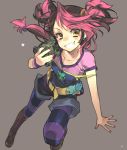  1girl bulkhead earrings jewelry miko_nakadai multicolored_hair pink_hair robot striped striped_legwear toujou_sakana transformers transformers_prime twintails 