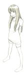  1girl long_hair monochrome original over-kneehighs sketch solo thigh-highs traditional_media yoshitomi_akihito 