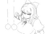  1girl animated animated_gif ball bow breasts burst cirno hair_bow huge_breasts long_hair older punching sexually_suggestive sketch solo space_jin touhou 