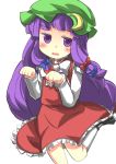  1girl blush chen chen_(cosplay) cosplay crescent gaoo_(frpjx283) hat highres long_hair patchouli_knowledge paw_pose purple_hair solo touhou violet_eyes 