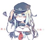  1girl hat hibiki_(kantai_collection) kantai_collection letter long_hair pepekekeko school_uniform solo squiggle tagme 