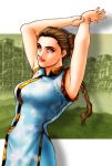  1girl arms_up braid breasts brown_eyes brown_hair bure_bure_(psyblade) chinese_clothes double_bun lips long_hair nose pai_chan smile solo twin_braids virtua_fighter 