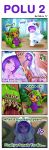  !? ... 1boy 1girl 4koma absurdres animal_costume aqua_eyes breasts cleavage comic dragon_costume english fangs gameplay_mechanics gnar_(league_of_legends) green_eyes highres horns league_of_legends lulu_(league_of_legends) older one_eye_closed poro_(league_of_legends) purple_hair purple_skin sweatdrop tsugumi_(artist) yordle you_gonna_get_raped 