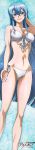  absurdres akame_ga_kill! bandeau bikini blue_eyes blue_hair esdeath fingernails front-tie_top highres long_fingernails long_hair long_image looking_at_viewer parted_lips poster shiny shiny_skin smile swimsuit tagme tall_image wet 