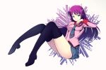  1girl bakemonogatari blue_eyes highres long_hair mahito monogatari_(series) purple_hair school_uniform senjougahara_hitagi thigh-highs 