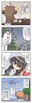  4koma 5girls ahoge brown_hair comic commentary detached_sleeves fairy_(kantai_collection) hairband hibiki_(kantai_collection) highres japanese_clothes kantai_collection kasaneko kongou_(kantai_collection) long_hair multiple_girls nontraditional_miko photo_(object) pink_hair ponytail school_uniform serafuku shiranui_(kantai_collection) short_hair silver_hair translation_request verniy_(kantai_collection) 