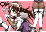  1girl ashigara_(kantai_collection) ass brown_eyes brown_hair gloves hair_ornament hairband kantai_collection long_hair pantyhose skirt vt 