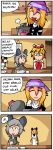  4koma animal_ears calvin_&amp;_hobbes closed_eyes comic cooking_pot eating finnish food fork green_hair hijiri_byakuren hobbes knife mouse_ears multicolored_hair murasa_minamitsu namusanbou nazrin oven_mitts plate setz toramaru_shou touhou translated two-tone_hair 