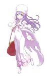  1girl anastasia_(re:_life) bag floating_hair gashin green_eyes hair_ornament hat long_hair long_skirt open_mouth purple_hair re:_life_in_a_different_world_from_zero shoulder_bag skirt solo white 