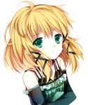  1girl black_bullet blonde_hair green_eyes looking_at_viewer moseley ribbon-trimmed_clothes ribbon_trim solo tina_sprout 