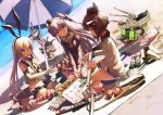  3girls amatsukaze_(kantai_collection) anchor apple beach beach_umbrella binoculars black_panties blonde_hair blush brown_eyes brown_hair chopsticks elbow_gloves food fruit garter_straps gloves hair_ornament hairband highleg highleg_panties highres kantai_collection long_hair mocha multiple_girls navel open_mouth panties red_legwear rensouhou-chan rensouhou-kun sailor_dress school_uniform serafuku shimakaze_(kantai_collection) short_hair silver_hair skirt smile striped striped_legwear thigh-highs torpedo twintails underwear white_gloves yukikaze_(kantai_collection) 