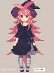  1girl artist_name flaky happy_tree_friends hat kaboom-chuck long_hair pantyhose red_eyes redhead simple_background solo translation_request very_long_hair witch_hat 