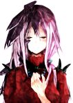  1girl blush crying crystal crystallization guilty_crown hair_ornament hairclip hand_on_own_chest long_hair pink_hair red_eyes smile solo twintails yuzuriha_inori 