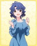  1girl :d artist_request blue_hair brown_eyes idolmaster idolmaster_million_live! looking_at_viewer official_art open_mouth short_hair smile solo toyokawa_fuuka 