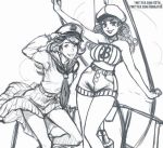  2girls annie_mei annie_mei_project bliss_barson breasts caleb_thomas collaboration crossover cryamore hat large_breasts lips long_hair mole multiple_girls original robert_porter sailor_collar sailor_hat shorts sketch skirt tubetop twitter_username 