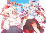  1girl :d animal_ears armpits back_cover breasts camera comic detached_sleeves fangs hat inubashiri_momiji legs midriff navel open_mouth pom_pom_(clothes) red_eyes sarashi shige_(pixiv) short_hair skirt smile solo tail tokin_hat touhou translation_request white_hair wide_sleeves wolf_ears wolf_tail 