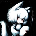  1girl animal_ears artist_name inubashiri_momiji inunoko. looking_at_viewer pom_pom_(clothes) red_eyes shield short_hair solo tagme tail touhou white_hair wolf_ears wolf_tail 