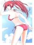  1girl ass bikini free! from_behind highres long_hair matsuoka_gou ponytail red_eyes redhead swimsuit yuukimona 