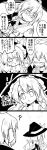  ... 1boy 1girl 4koma ? absurdres ahoge angry arrow blush bow braid bridal_gauntlets choker closed_eyes collarbone comic commentary corset curiosities_of_lotus_asia dutch_angle ear_blush frills futa4192 glasses gloves hair_bow hat hat_ribbon high_collar highres holding hookah indirect_kiss kirisame_marisa long_hair long_sleeves looking_at_another looking_away looking_down monochrome morichika_rinnosuke puffy_short_sleeves puffy_sleeves ribbon semi-rimless_glasses shirt short_hair short_sleeves single_braid smile standing steam tagme touhou translated very_long_hair witch_hat 