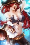  breasts cleavage gun hair_over_one_eye hat ka-ho league_of_legends lips long_hair midriff miss_fortune pirate redhead sarah_fortune weapon 