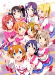  6+girls ayase_eli confetti gochou_(atemonai_heya) grin hoshizora_rin koizumi_hanayo kousaka_honoka love_live!_school_idol_project minami_kotori multiple_girls nishikino_maki one_eye_closed petals smile sonoda_umi toujou_nozomi yazawa_nico 