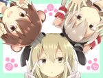  3girls amatsukaze_(kantai_collection) animal_ears blonde_hair brown_eyes brown_hair cat_ears choker double_v gloves hair_ornament hair_tubes headgear kantai_collection kemonomimi_mode looking_at_viewer mouse_ears multiple_girls rabbit_ears shimakaze_(kantai_collection) short_hair silver_hair two_side_up v white_gloves yellow_eyes yukikaze_(kantai_collection) yuusa 