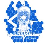  1girl aoki_hagane_no_arpeggio apron arpeggio_of_blue_steel camera character_name hex_grid hexagon maid maid_apron mizuki_ame monochrome solo vampire_(aoki_hagane_no_arpeggio) 