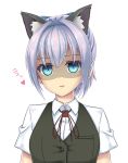  1girl animal_ears blue_eyes cat_ears kantai_collection kemonomimi_mode looking_at_viewer mzex open_mouth ponytail purple_hair ribbon shiranui_(kantai_collection) short_hair solo yandere 