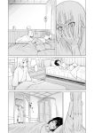  2girls bangs bedroom blunt_bangs closet comic hand_on_own_face kantai_collection long_hair miyuki_(kantai_collection) monochrome multiple_girls murakumo_(kantai_collection) nathaniel_pennel short_hair sleeping sweat translation_request waking_up 