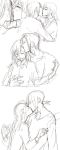  2girls christa_renz closed_eyes hair_down kiss laughing monochrome multiple_girls shingeki_no_kyojin short_hair side sketch umi_zenbiraki very_short_hair ymir_(shingeki_no_kyojin) yuri 