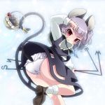  1girl animal_ears ass capelet dowsing_rod grey_hair jewelry kayama_benio mouse mouse_ears mouse_tail nazrin pendant red_eyes short_hair solo tail touhou 