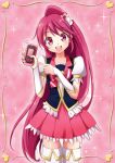  aino_megumi blush cellphone cure_lovely happinesscharge_precure! happy long_hair magical_girl pink_eyes pink_hair ponytail 