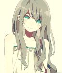  1girl bare_shoulders casual collarbone green_eyes long_hair looking_at_viewer maco22 original silver_hair simple_background smile solo tagme white_background 