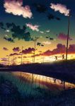  2boys clouds field grass multiple_boys net original pei_(sumurai) reflection silhouette sunset 