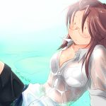  collarbone female_admiral_(kantai_collection) glasses kantai_collection long_hair see-through shirt wet yagisaka_seto 